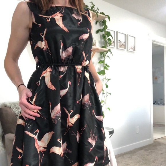 Spring Flare Dress Crane Pattern fits Sm/Med - Picture 8 of 8